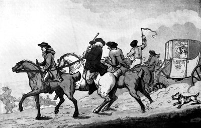 Går til løpene, sent på 1700-tallet. av Thomas Rowlandson
