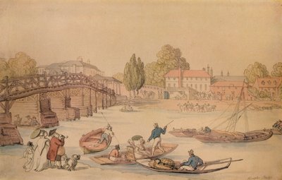 Hampton Bridge, 1800 av Thomas Rowlandson