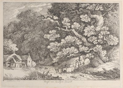 Hengar nær Camelford, Cornwall, fra Views in Cornwall, ca. 1812., ca. 1812. av Thomas Rowlandson