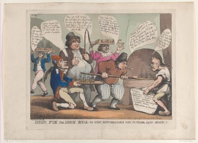 Stor moro for John Bull, eller republikanerne satt til sitt siste skift, november ..., 12. november 1798. av Thomas Rowlandson
