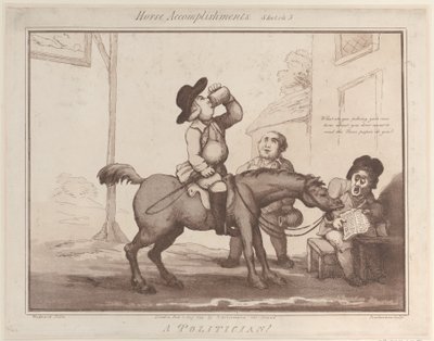 Hesteprestasjoner, skisse 5: En politiker !!, 1. august 1799., 1. august 1799. av Thomas Rowlandson