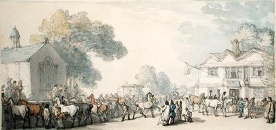 Horse Fair, Southampton (penn og blekk og akvarell på papir) av Thomas Rowlandson