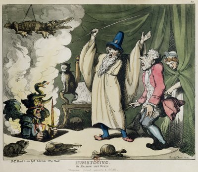 Humbugging or Raising the Devil, 1800 (farge litho) av Thomas Rowlandson