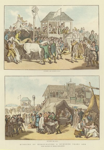 Humor om hesteveddeløp for hundre år siden av Thomas Rowlandson