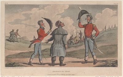 Introdusert for obersten hans, fra The Military Adventures of Johnny Newcome, 1815., 1815. av Thomas Rowlandson