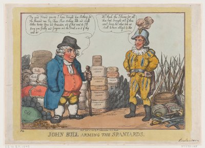 John Bull bevæpnet spanjolene, 3. oktober 1808., 3. oktober 1808. av Thomas Rowlandson