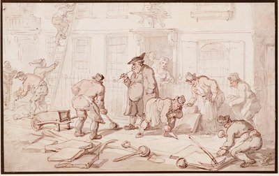 Arbeidere legger ned et fortau av Thomas Rowlandson