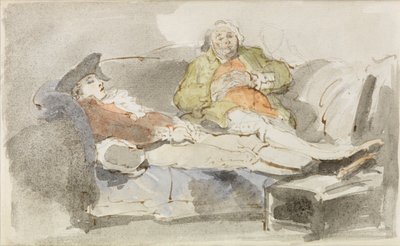 Lazing på en sofa (akvarell over penn og blekk) av Thomas Rowlandson