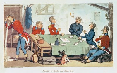 Lære å røyke og drikke Grog. 1815 av Thomas Rowlandson