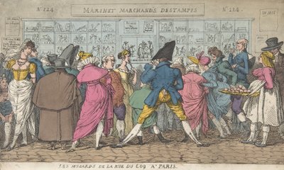 Musardene i Rue du Coq i Paris Dawdlers fra Rue Coq, Paris, ca. 1810., ca. 1810. av Thomas Rowlandson