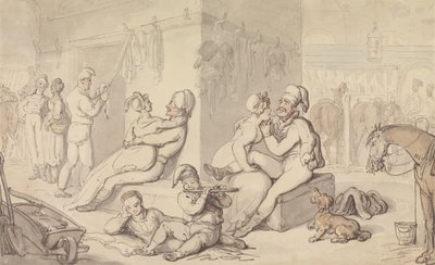 Light-Horse Cavalry Barracks (akvarell og penn og blekk på papir) av Thomas Rowlandson