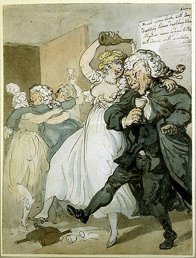 Kjærlighet og lov (akvarell på papir) av Thomas Rowlandson