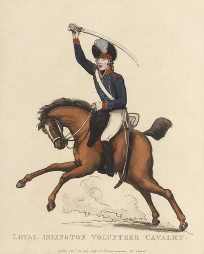 Loyal Islington Volunteer Cavalry, ca. 1799 (farget akvatint) av Thomas Rowlandson