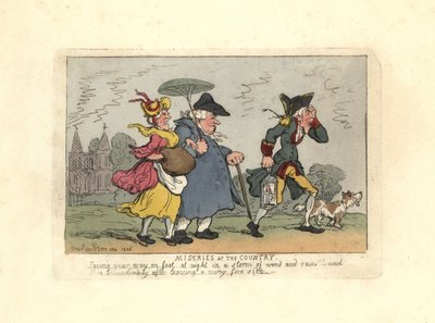 Mann og kvinne tapte på landsbygda i en nattstorm. av Thomas Rowlandson
