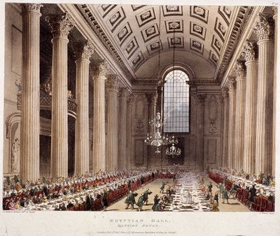 Mansion House interiør, London, 1809 av Thomas Rowlandson