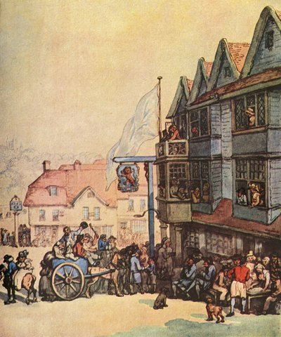 Markedsdag utenfor den gamle røde løven i Greenwich, 1938 av Thomas Rowlandson