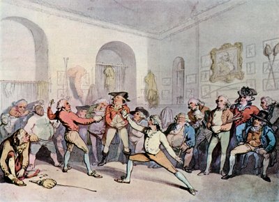 Mr H Angelos fekteakademi, 1791, 1929 av Thomas Rowlandson