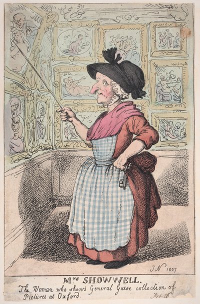 Fru Showell, kvinnen som viser General Guises bildesamling på O..., 26. februar 1807. av Thomas Rowlandson