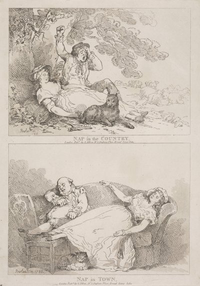 En lur på landet – En lur i byen av Thomas Rowlandson