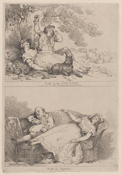 Blund på landet, lur i byen, 1785., 1785. av Thomas Rowlandson