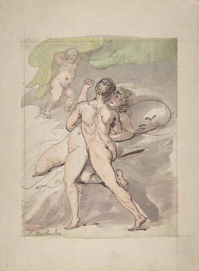 Omfavnende nakene par, 1780-1827. av Thomas Rowlandson