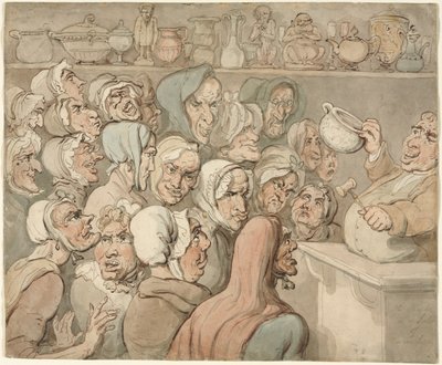 Old Maids på et salg av kuriositeter av Thomas Rowlandson