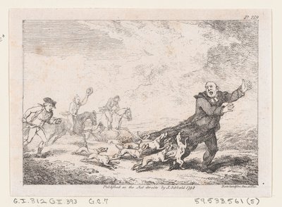 Parson Adams engasjert i et farlig jakteventyr, fra The Adventures of Joseph Andre..., 1792. av Thomas Rowlandson