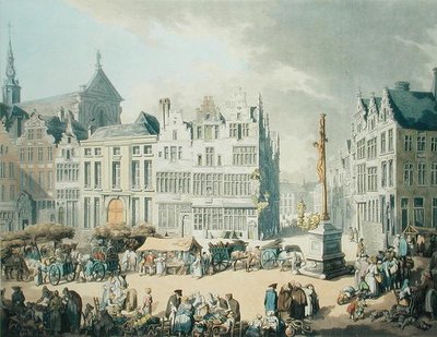 Place de Mer i Antwerpen (trykk utgitt av Ackermann av Thomas Rowlandson