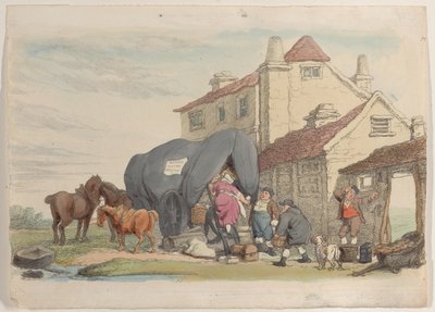 Plate 26: A Flying Wagon, fra World in Miniature, 1816., 1816. av Thomas Rowlandson