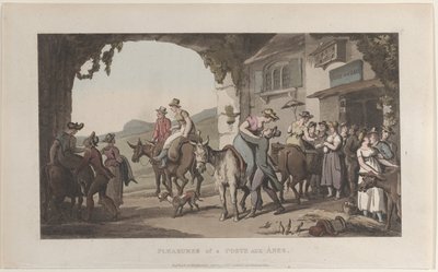 Pleasures of a Poste Aux Ânes, fra Journal of Sentimental Travels in the Southern Provin..., 1821. av Thomas Rowlandson