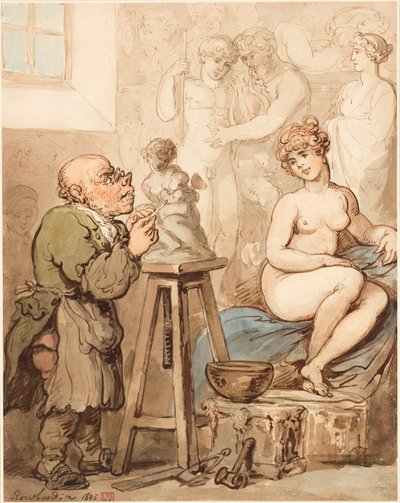 Forberedelse til akademiet – Gamle Joseph Nollekens og hans Venus av Thomas Rowlandson
