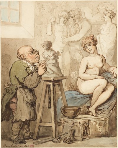 Forberedelse til akademiet – Gamle Joseph Nollekens og hans Venus av Thomas Rowlandson