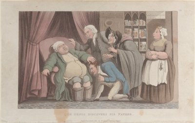 Quae Genus oppdager sin far, fra The History of Johnny Quae Genus, The Li..., 1. januar 1822. av Thomas Rowlandson