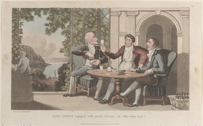 Quae Genus Engaged with Jovial Friends, or-Who Sings Best, fra The History o..., 1. januar 1822. av Thomas Rowlandson