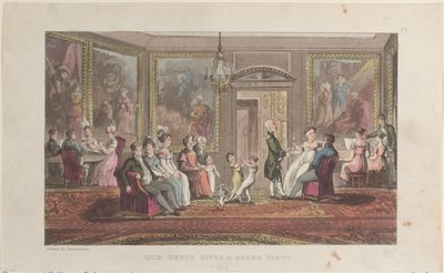 Quae Genus gir en storslått fest, fra The History of Johnny Quae Genus, The Li..., 1. februar 1822. av Thomas Rowlandson