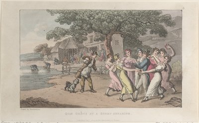 Quae Genus ved en saueklipping, fra The History of Johnny Quae Genus, The Li..., 1. februar 1822. av Thomas Rowlandson