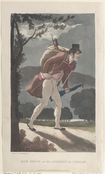 Quae Genus on His Journey to London, fra The History of Johnny Quae Genus, The ..., 1. mars 1822. av Thomas Rowlandson