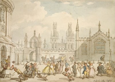 Radcliffe Square, Oxford, tidlig på 1800-tallet av Thomas Rowlandson