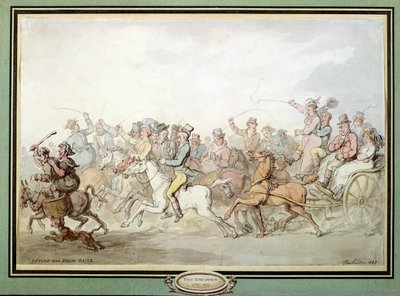 Retur fra Epsom Races, 1823 (penn, wc og blyant på papir) av Thomas Rowlandson