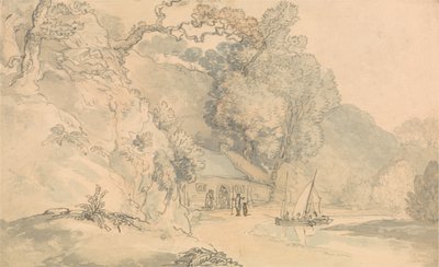 Elvescene med små båter av Thomas Rowlandson