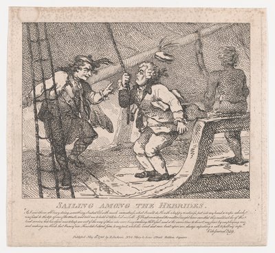 Seiling blant Hebridene Pittoreske skjønnheter i Boswell, Part the Second, Ju..., 10. juni 1786. av Thomas Rowlandson