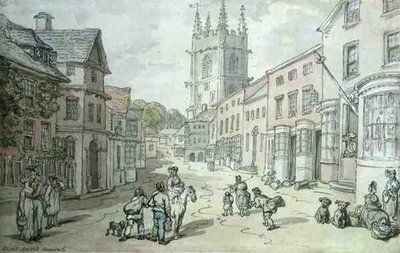 Saint Austell, Cornwall (penn og akvarell på papir) av Thomas Rowlandson