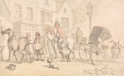 Scene utenfor Half-Moon Inn av Thomas Rowlandson