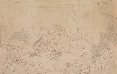 Skissert ved cockpiten, Nottingham av Thomas Rowlandson