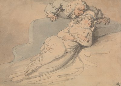 Sovende kvinne sett av en mann av Thomas Rowlandson