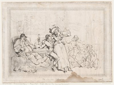 Sportsmannshallen, eller «Fox-Hunters Relaxing» av Thomas Rowlandson