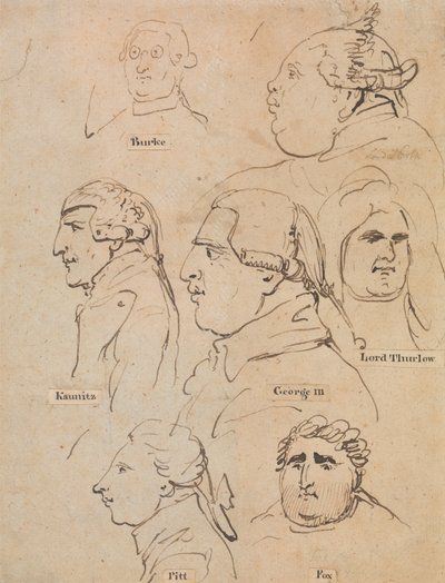 Studier av George III og statsmenn av Thomas Rowlandson