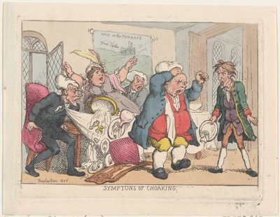Symptoms of Choaking, pub fra 1806. 25. august 1808., 1806 pub. 25. august 1808. av Thomas Rowlandson