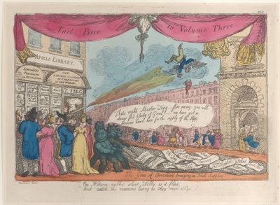 Tail Piece to Volume Three: The Genii of Caricature Bringing in Fresh Supplies, 1808-21., 1808-21. av Thomas Rowlandson