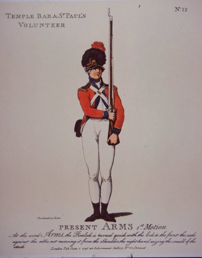 Temple Bar & St Paul's Volunteer, Present Arms av Thomas Rowlandson
